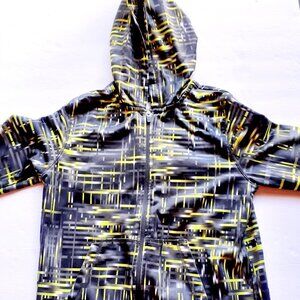 Xersion Boys Jacket Lightweight Hoodie Gray Green Hood Zip Large 14-16